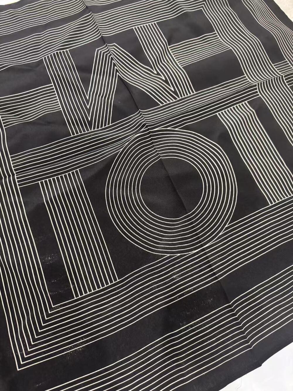 TOTEME Black White Geometric Print Silk Scarf